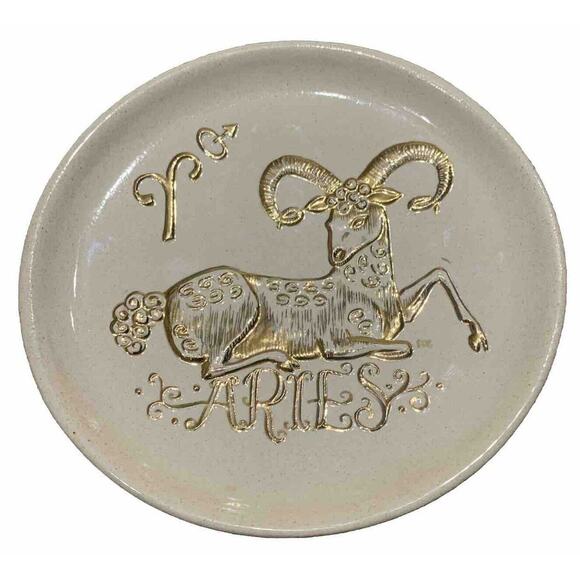 Ceramic Vintage Aries Astrology Plate Wall Hanging U-Paint Project Piece Glazed - Picture 1 of 13